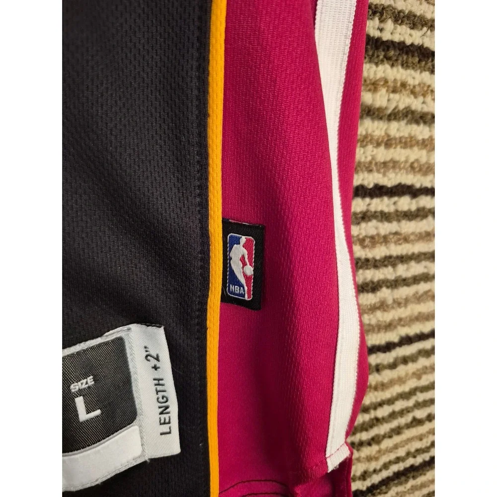 Adidas‎ Miami Heat LeBron James #6 NBA Jersey Black Red Mens Large Length +2